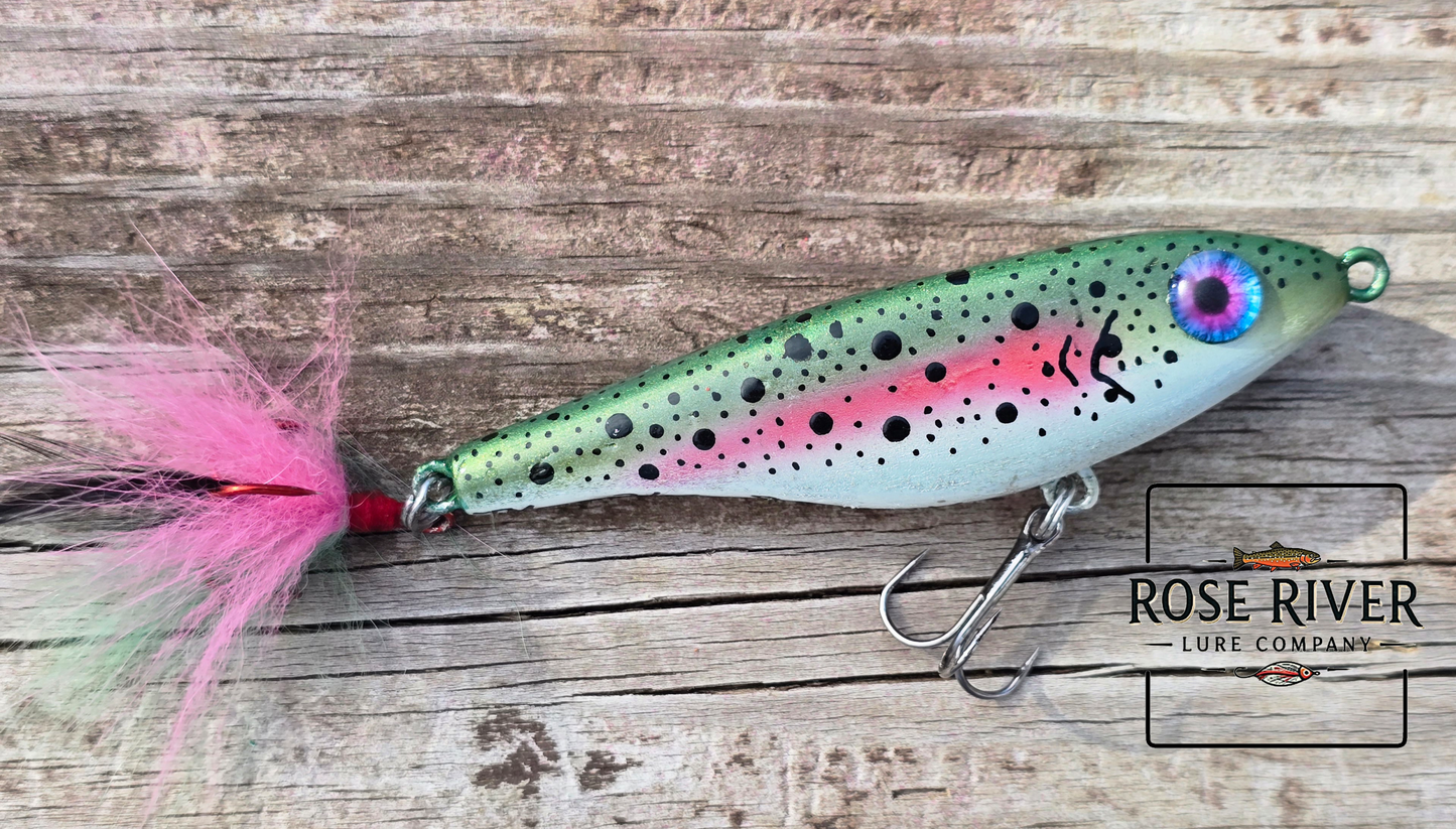 Hand Carved/ Painted "Rainbow Glide" Glide Bait