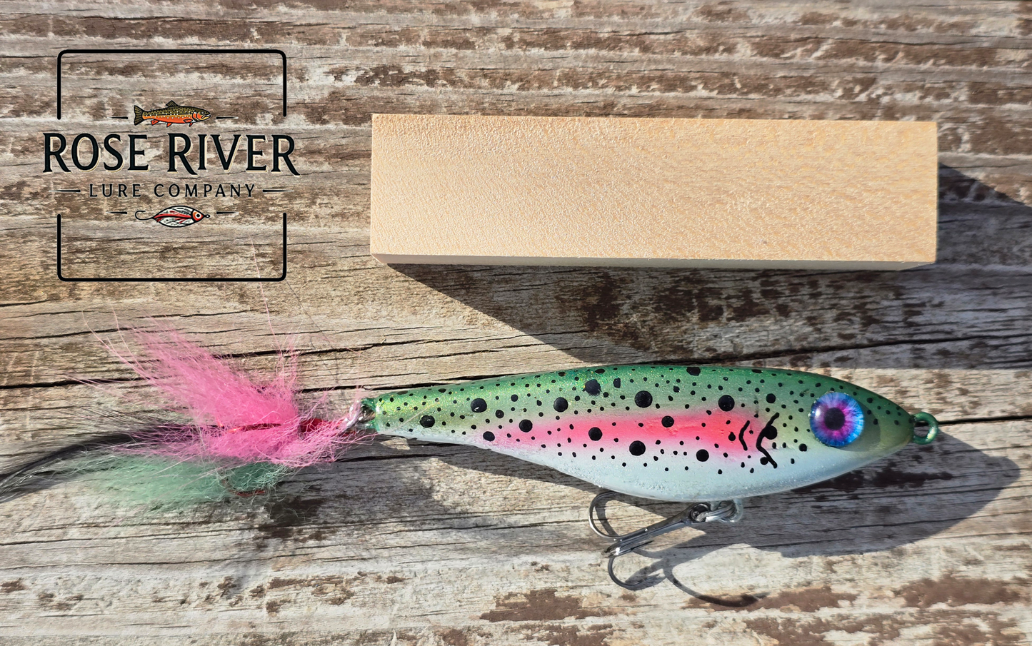 Hand Carved/ Painted "Rainbow Glide" Glide Bait