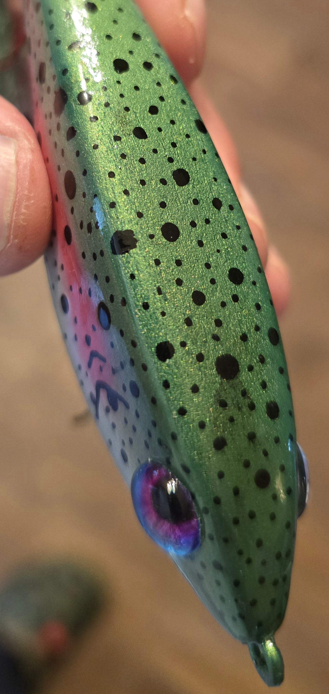 Hand Carved/ Painted "Rainbow Glide" Glide Bait